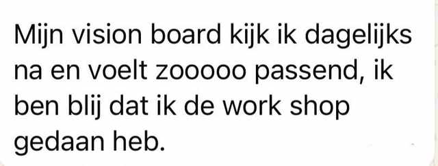 Review van een deelneemster over de workshop vision board