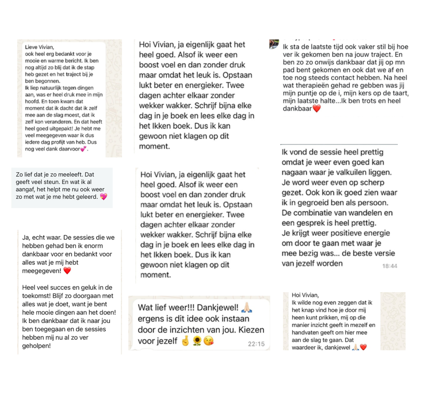Reviews van cliënten over de coaching van Vivian Tuin